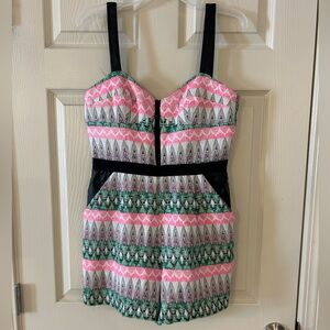 Stylish Pink and Green Patterned Jumpsuit